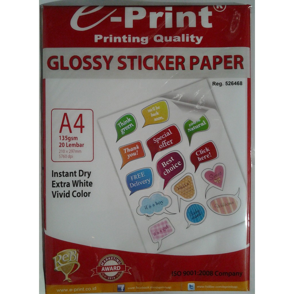 

Glossy stiker paper e-print 135 gr