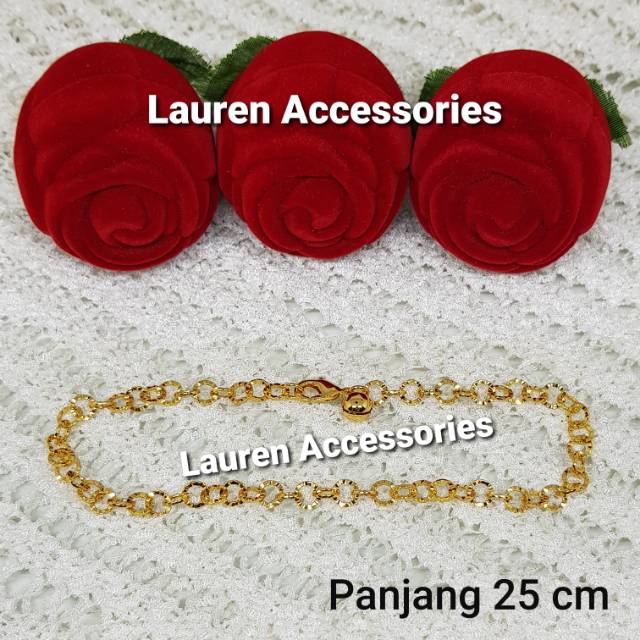 Gelang Kaki Dewasa Motif Rantai Pecah Kopi Besar Perhiasan Imitasi Lapis Emas Kuning GK 6217