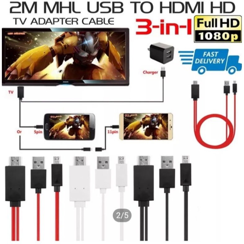 KABEL HDMI MHL KONVERTER MICRO USB TO HDMI KABEL FOR HP ANDROID KE TV