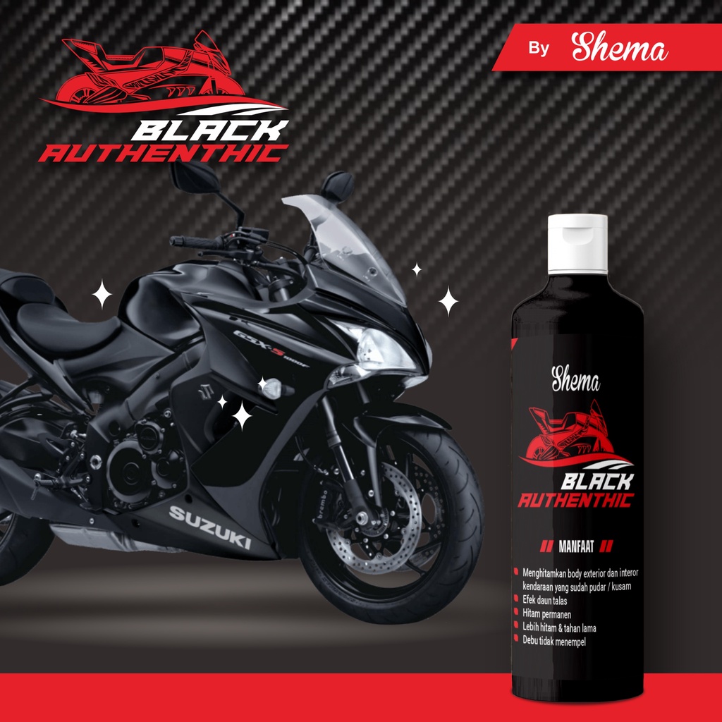 SHEMA Black Authentic (Premium / Cairan Kental) - Pengkilap dan Penghitam Plastik Body Motor / Mobil, Trim Restorer, Dashboard Mobil Permanen