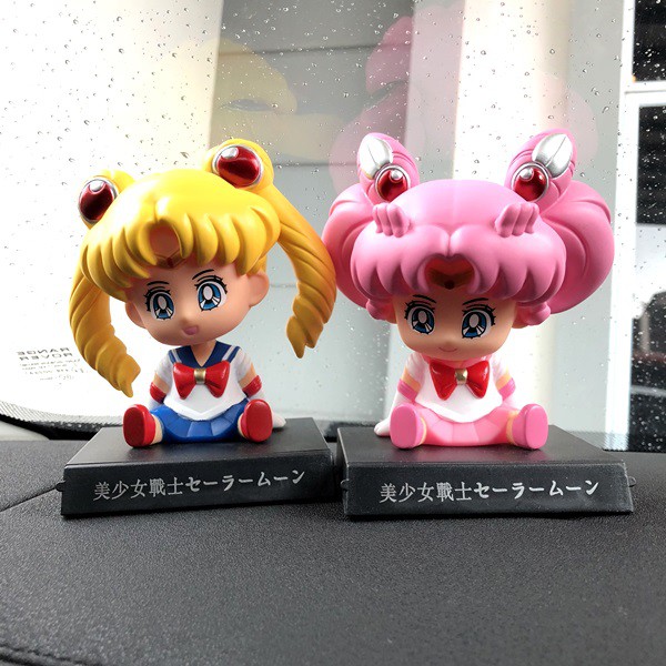 Boneka Figure Miniatur Pajangan Mobil SAILOR MOON CHIBIUSA CHIBI Goyang Kepala Shacking Head Toy