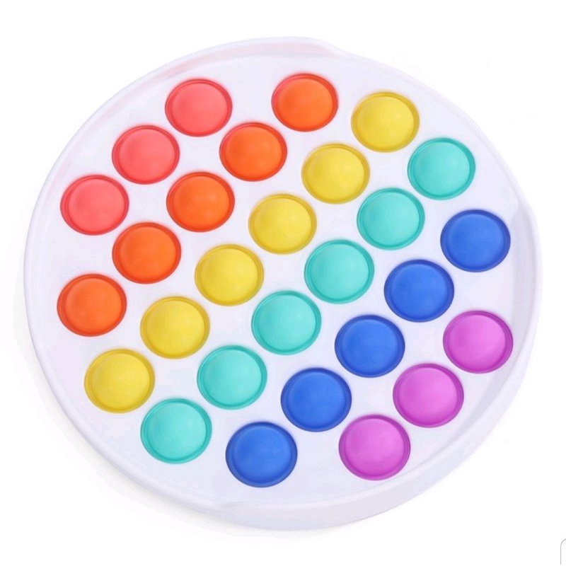 SIMPLE DIMPLE POP IT NEW GLOW IN THE DARK TERBARU / MAINAN ANAK MURAH / POP IT SILIKON PEREDA STRESS-Round Rainbow PVC