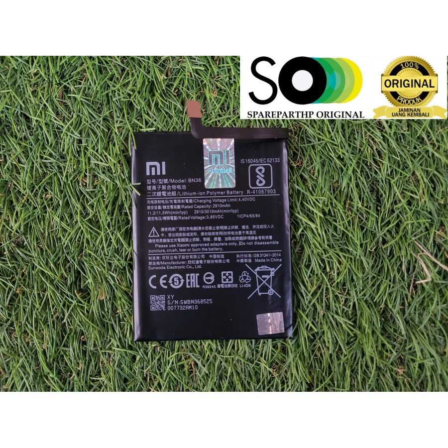 DIJAMIN ORIGINAL 100% BATRE BATRAI XIAOMI BN36 REDMI MIA2 MI 6X