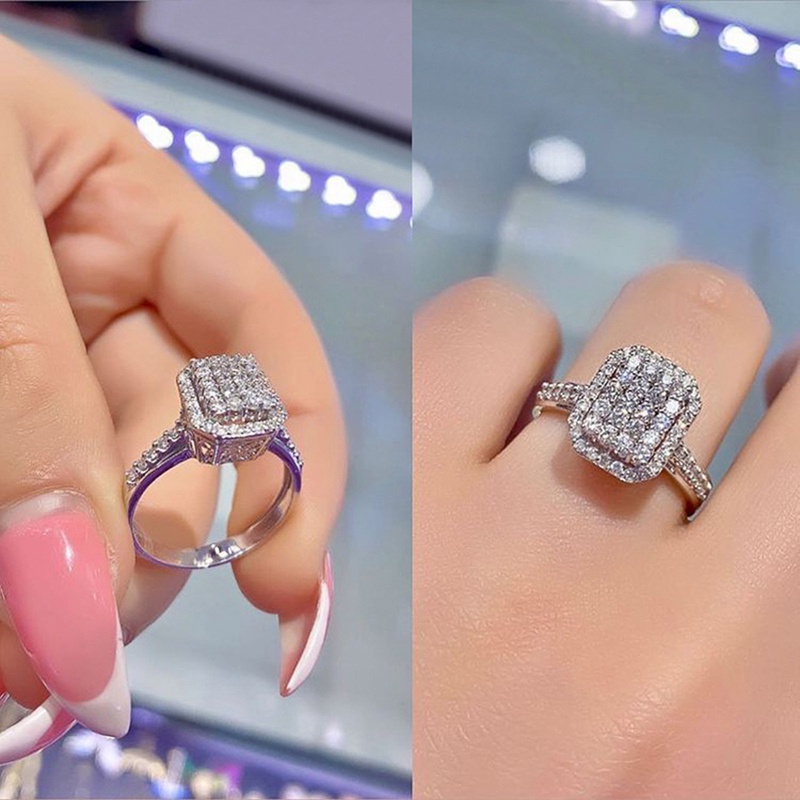 Cincin Wanita Bentuk Kotak Model Simple Untuk Pernikahan