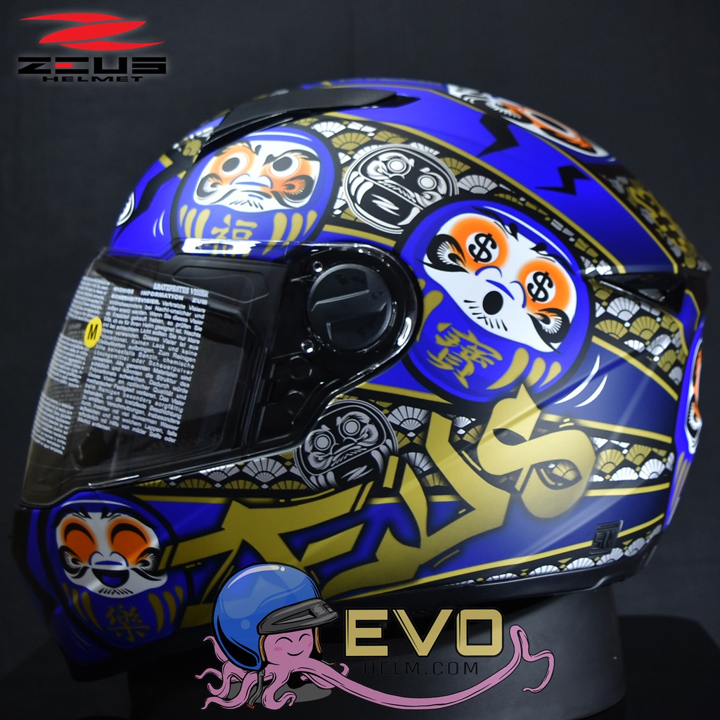 HELM ZEUS FULL FACE MBLK AL35 BLUE - FREE SMOKE VISOR ZEUS ORIGINAL ( ONGKIR 2KG )