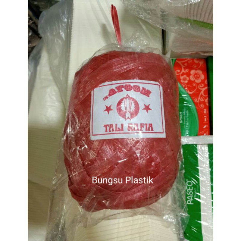 

Tali rafia Warna Merah Cap Atom Kualitas Super , lebih kuat dan Tebal
