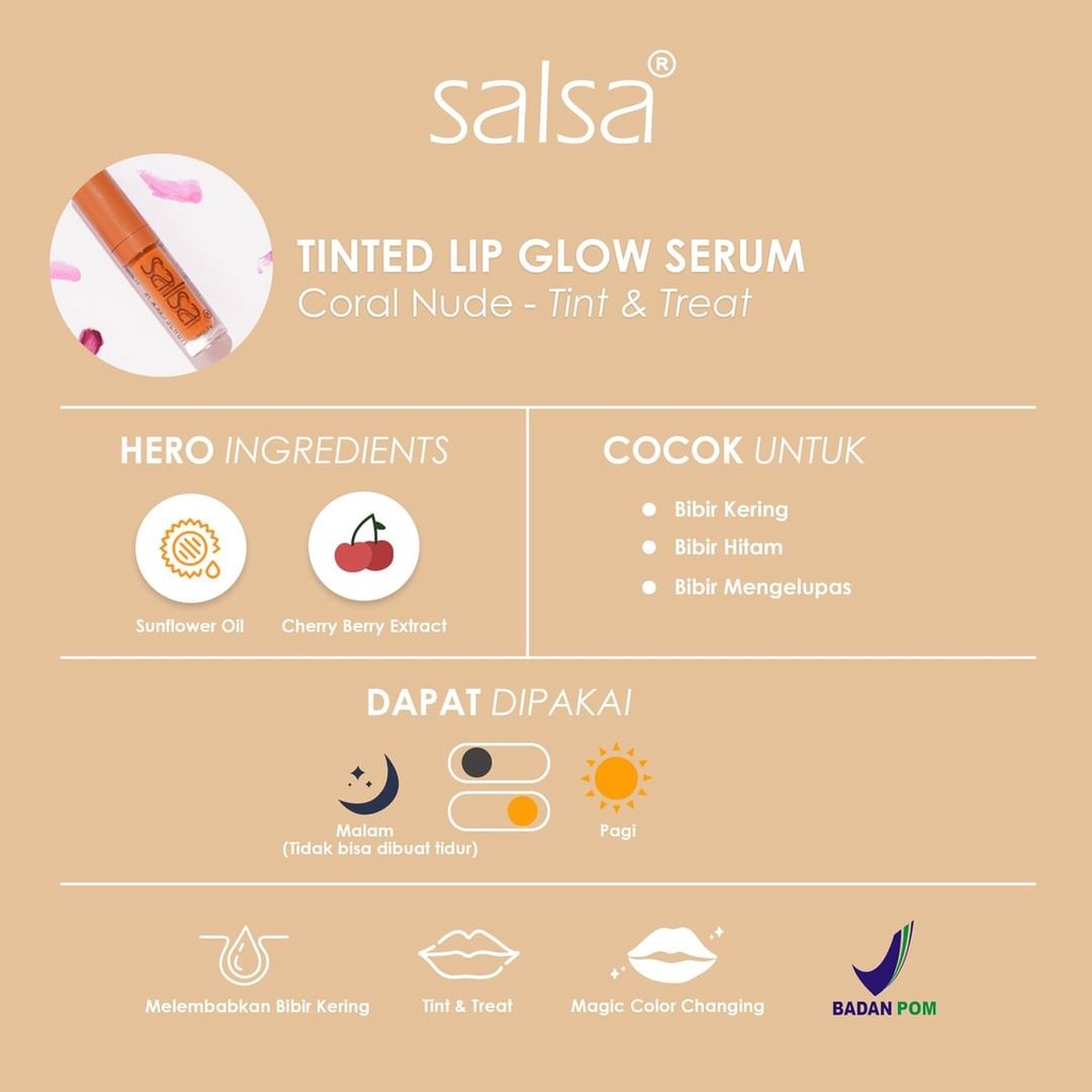 SALSA Lip Glow Serum 3gr - Serum Bibir Original BPOM