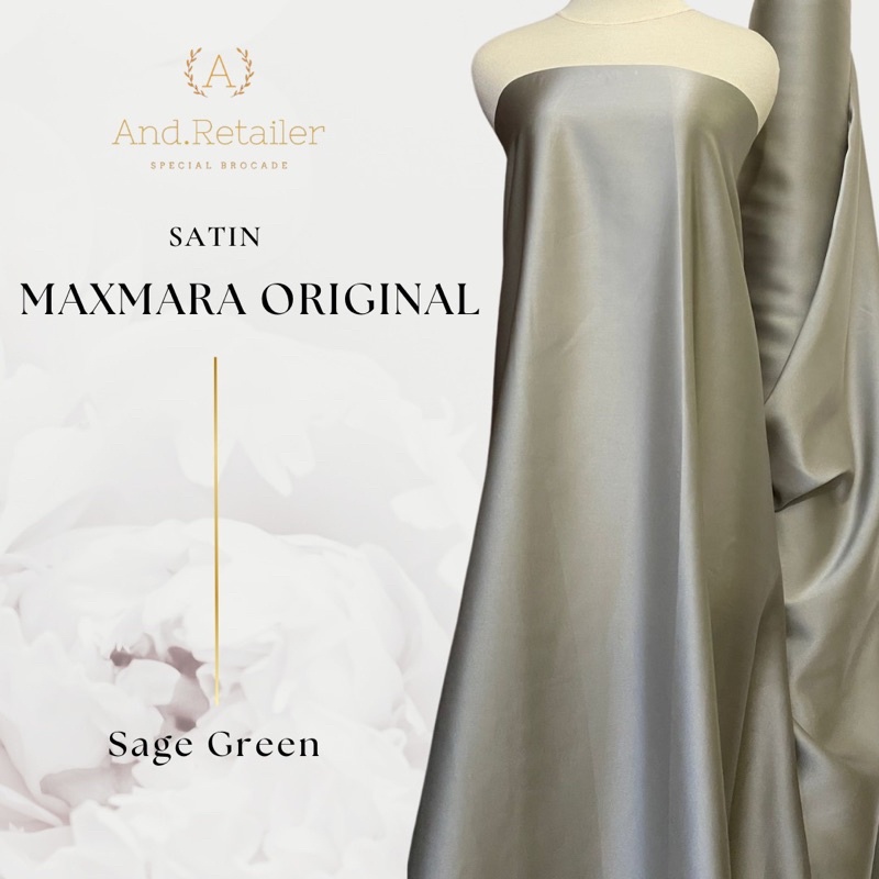 Kain Satin Maxmara Original Warna Sage Green