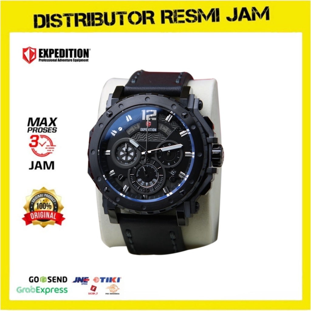 Jam Tangan Pria Expedition 6402 / E 6402 / E6402 Full Black Leather