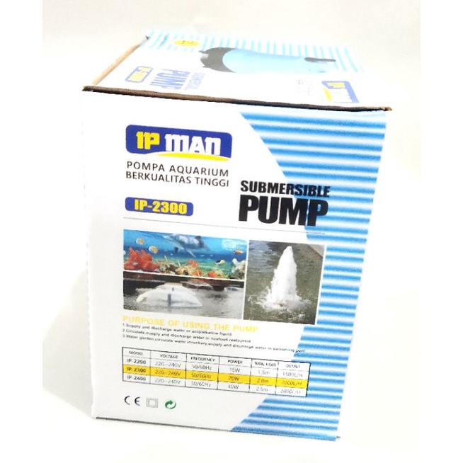 Pompa Aquarium kolam Submersible IP MAN IP 2300