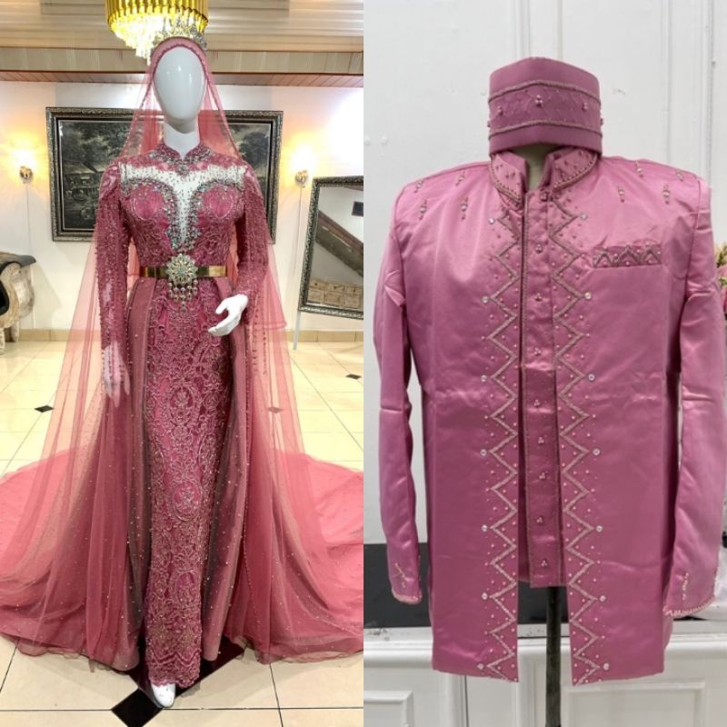 CAUPLE TERLARIS GAUN DRESS JUBAH BEREKOR |BAJU PENGANTIN TERBARU|KEBAYA DRESS COUPLE|GAUN DRESS MUSLIMAH