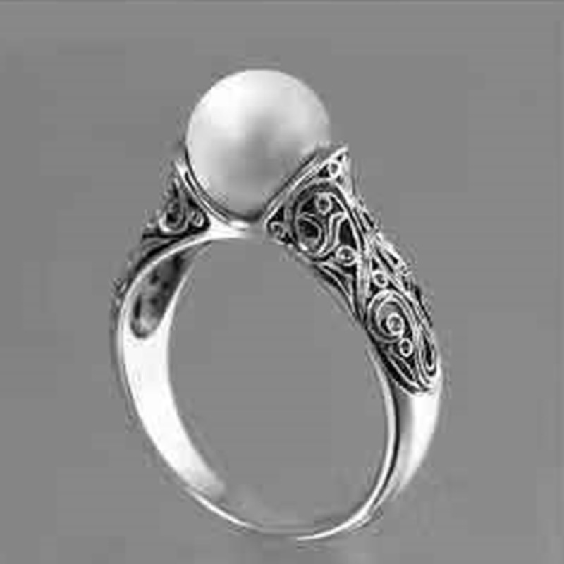 Cincin Titanium Wanita 925 Silver Perak Dan Stainless Steel Aksen Mutiara Untuk Cincin Mutiara