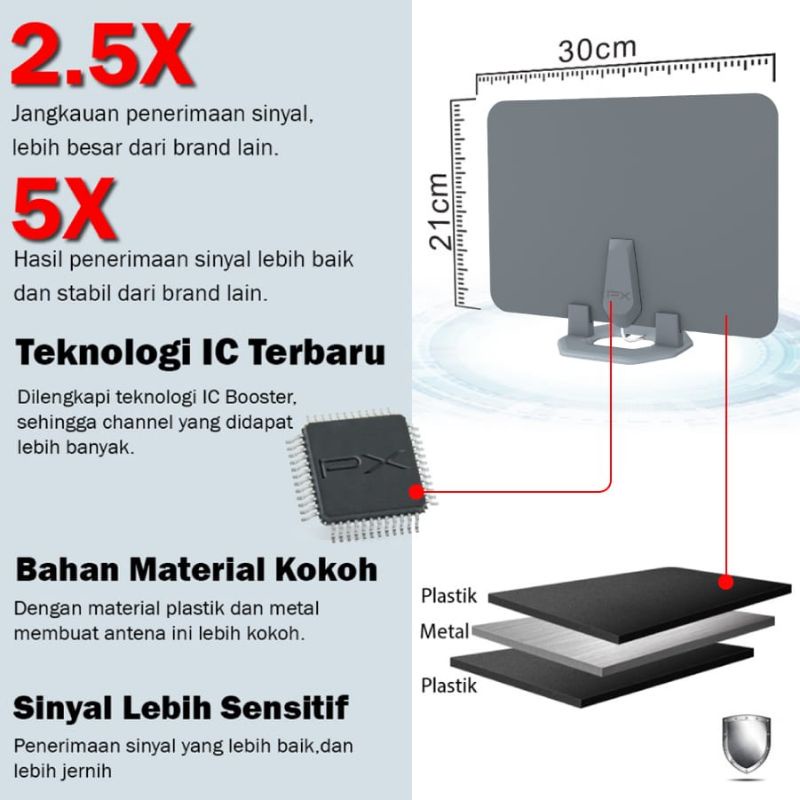 Terbaru Antena Digital Analog Dinding DVBT2 +Booster PX 3100A