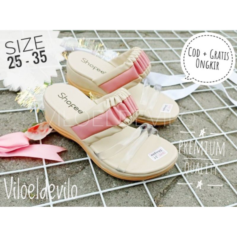 Sandal Anak Perempuan Wedges Size 26 - 35 (WEDGES SELOP ANAK)