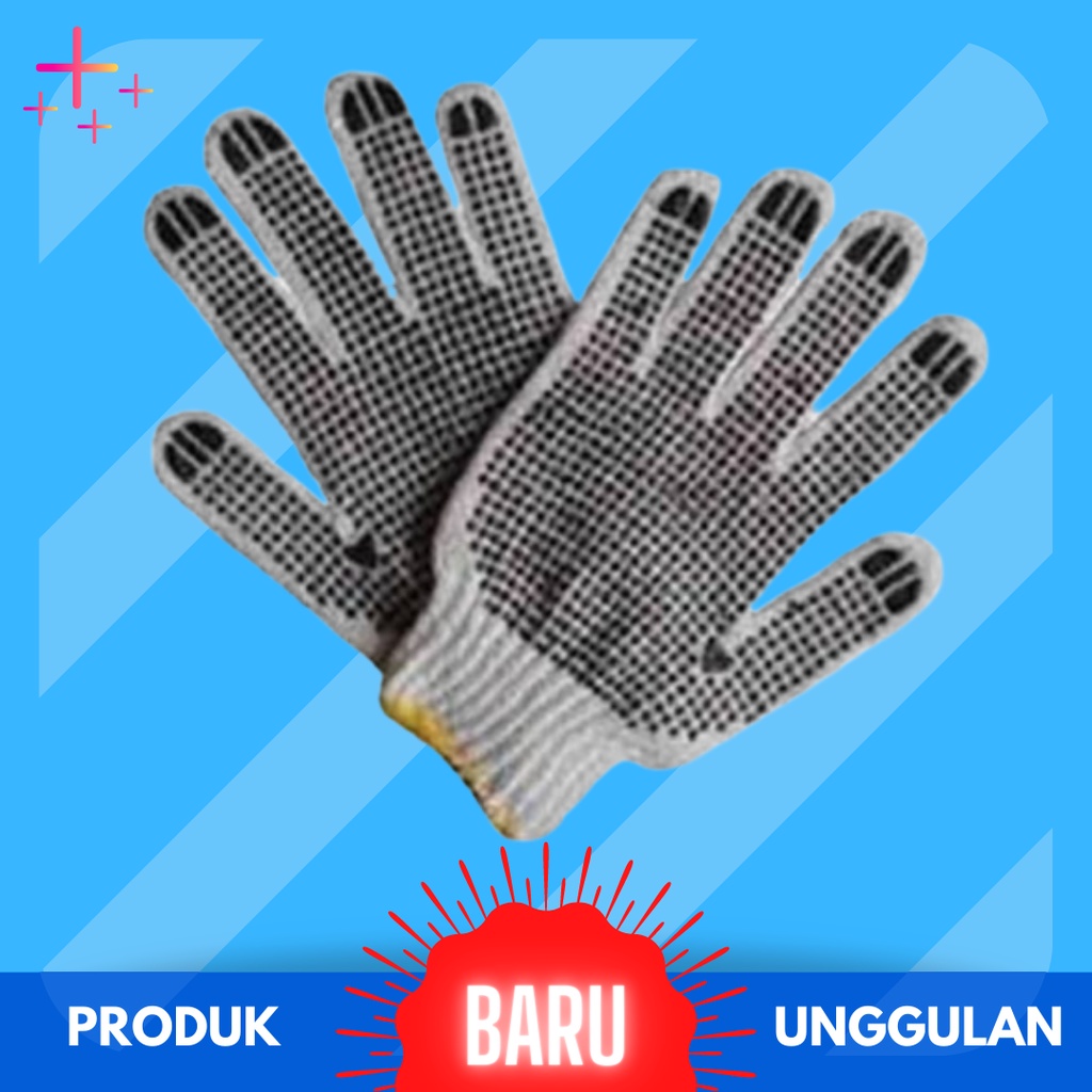 SARUNG TANGAN RAJUT KATUN BINTIK-BINTIK/DOTTING/POLKADOT WARNA HITAM, KUNING LUSINAN