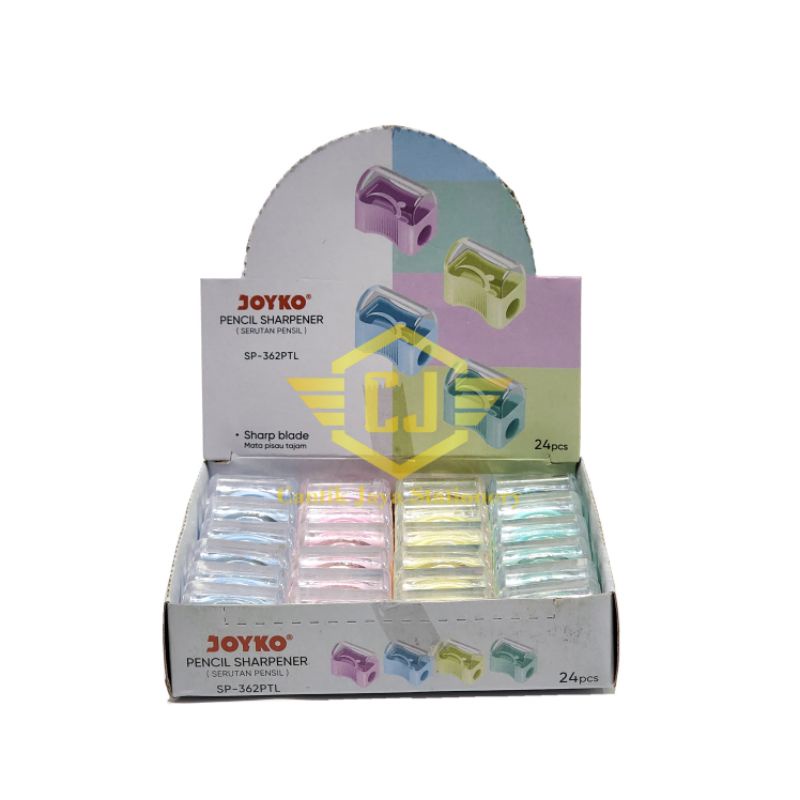 

1 BOX / 24 PCS Rautan Serutan Sharpener Joyko SP-362 Pastel / SP-362PTL