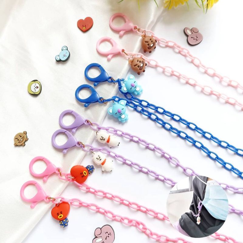 Strap Mask tali masker rantai Kpop BT21 Hijab masker kalung karakter