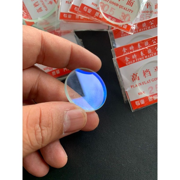 Kaca Jam Tangan Datar Biru tebal 3MM service jam tangan