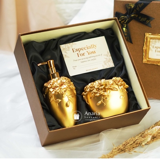 Anaria Souvenir - Melissia Set | Soap Dispenser Toothbrush Souvenir Pernikahan Kado Gift Ulang tahun