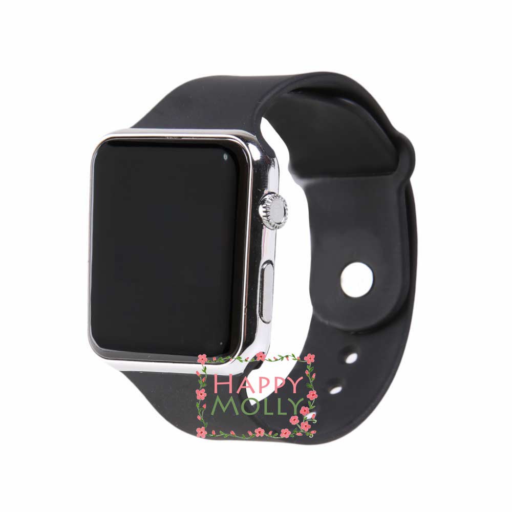 LED Watch [ Black Silver ] Jam Tangan Digital Pria &amp; Wanita - Strap Rubber