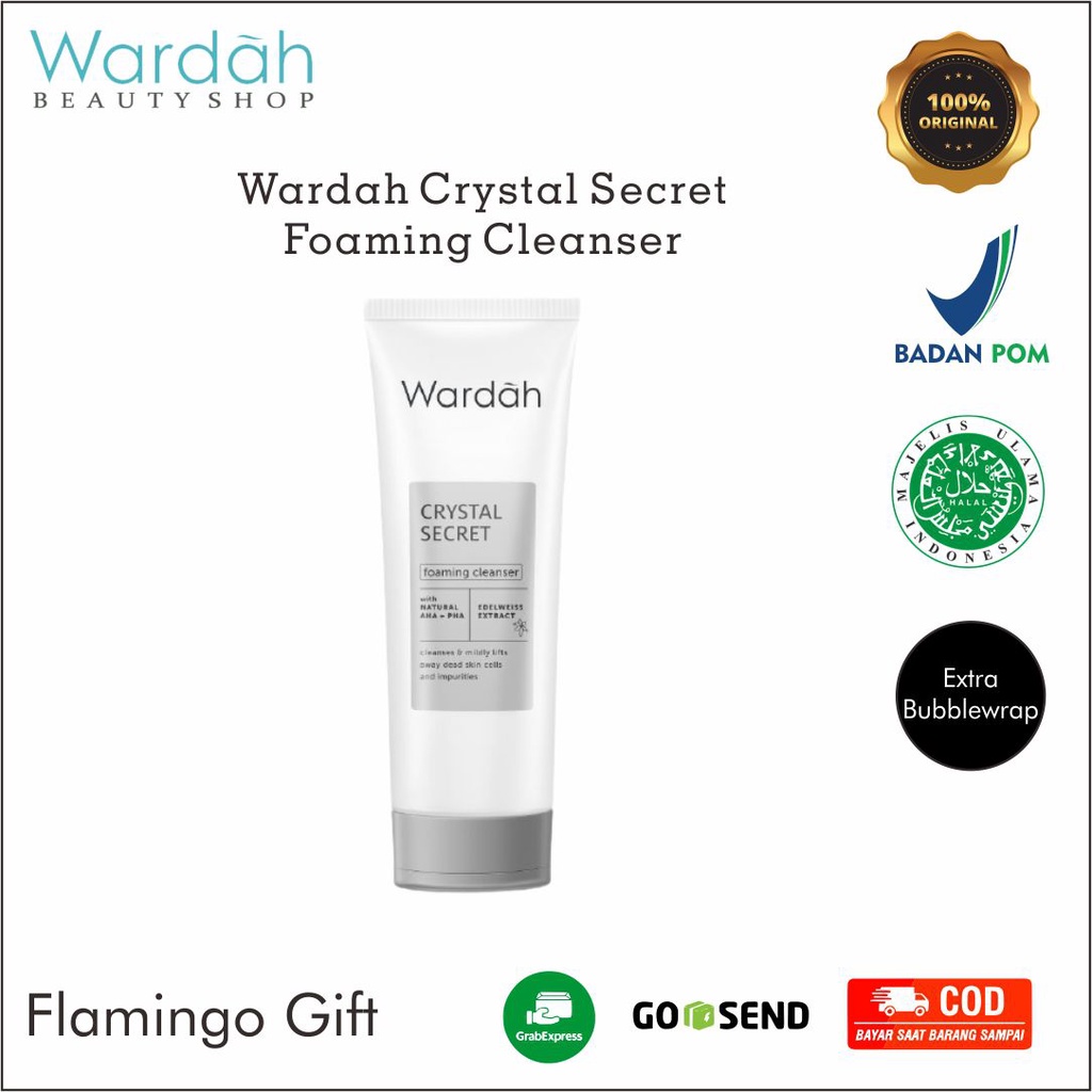 BPOM Wardah Crystal Secret Foaming Cleanser with Natural AHA+PHA 100 ml - Sabun Cuci Muka Mencerahkan