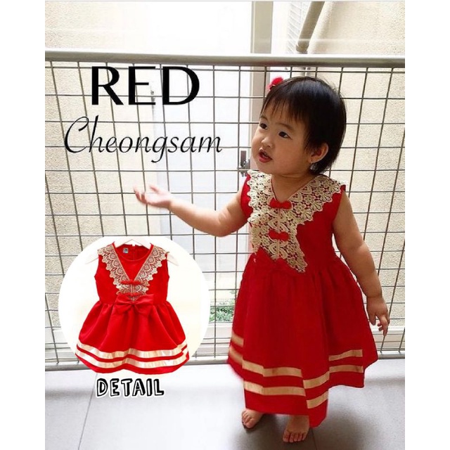 Dress gaun imlek cheongsam 0-18 bulan qipao qibao imlek sinchia chiness new year baju cina perempuan CNY cewek