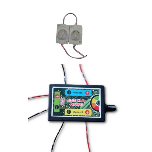 Modul kedip blitz pesawat 2 channel 12v watt besar flip flop bonus 2 lampu 1 mata