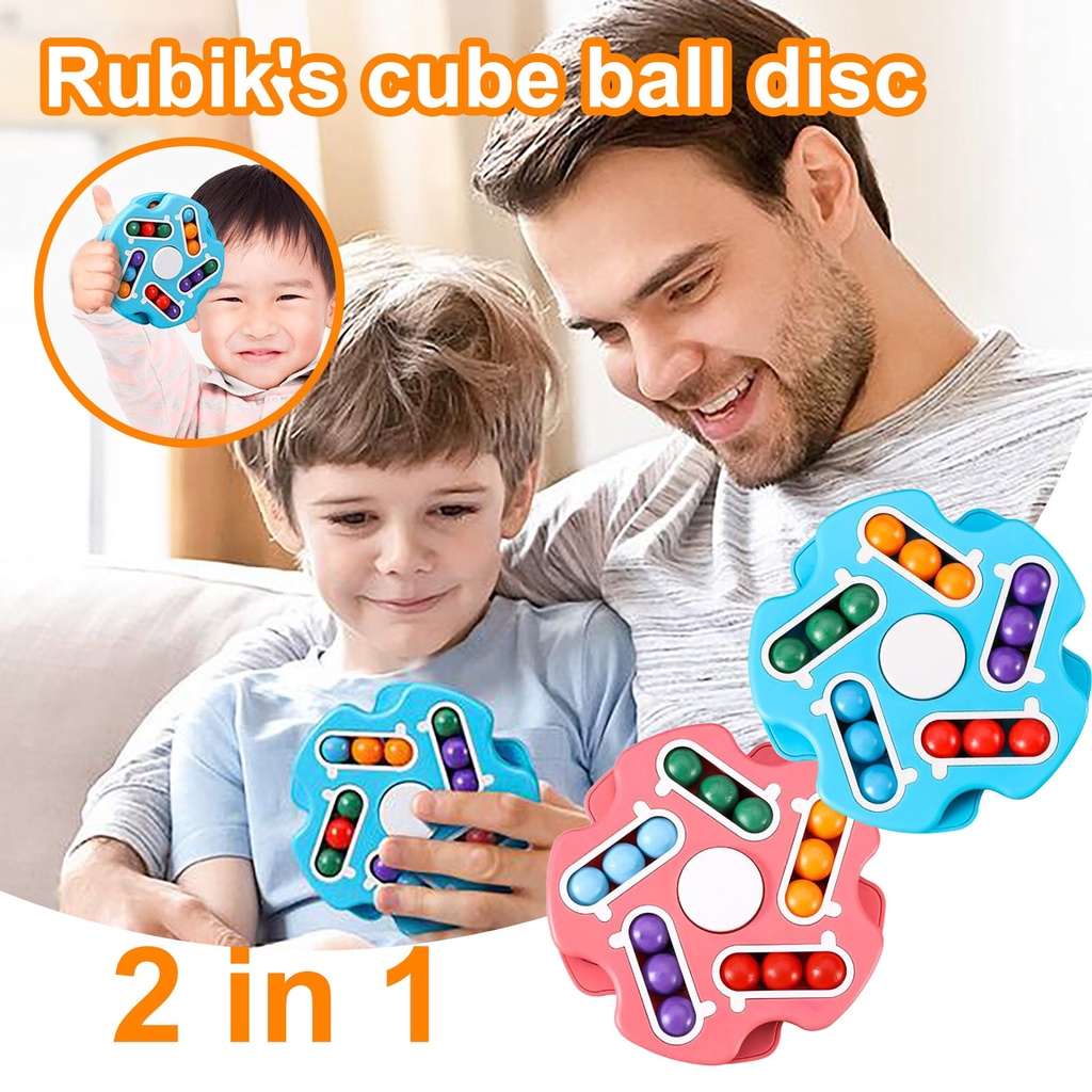 Rotating Magic Bean Toy Double-Sided Playable Circular Small Beads Decompression Ball Fidget Spinner Toys For Children