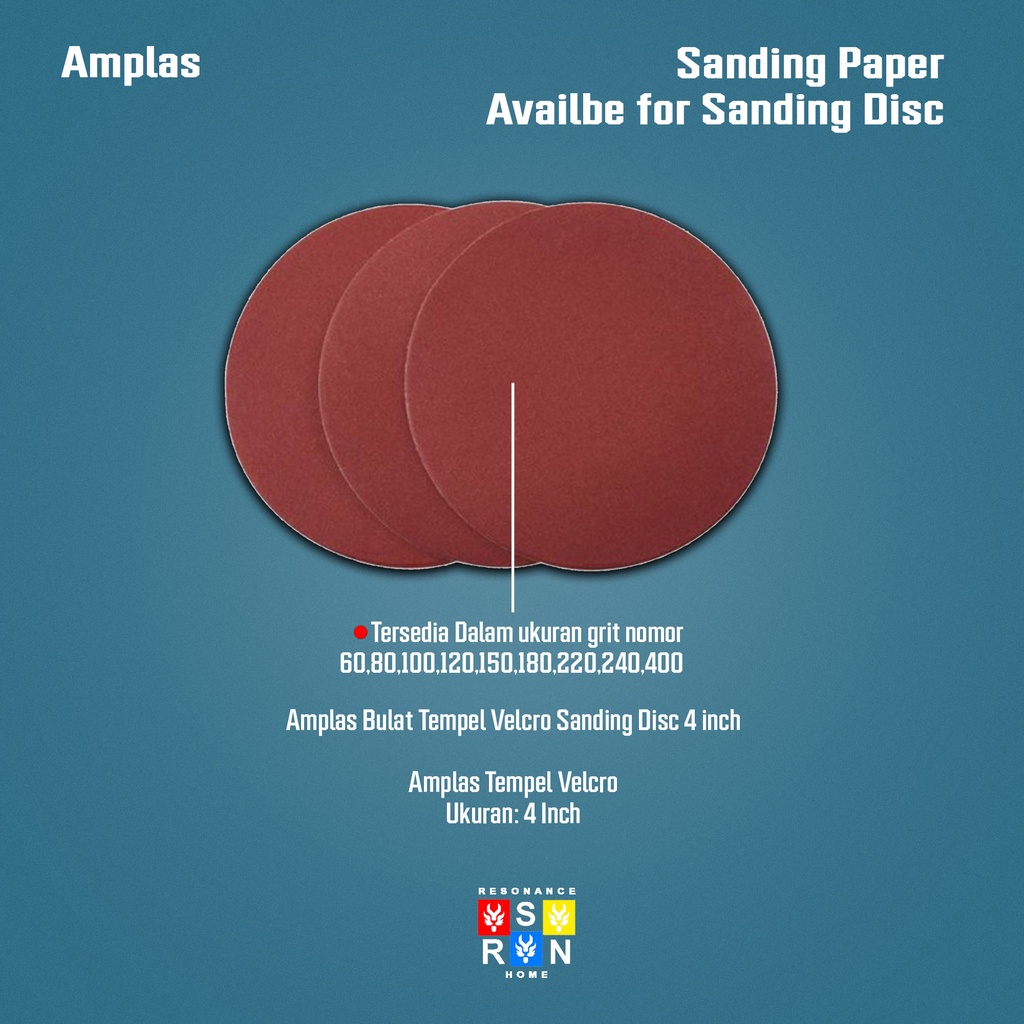 Amplas / Ampelas Tempel Velcro 4&quot; Grit 10 Tipe Resonance Home