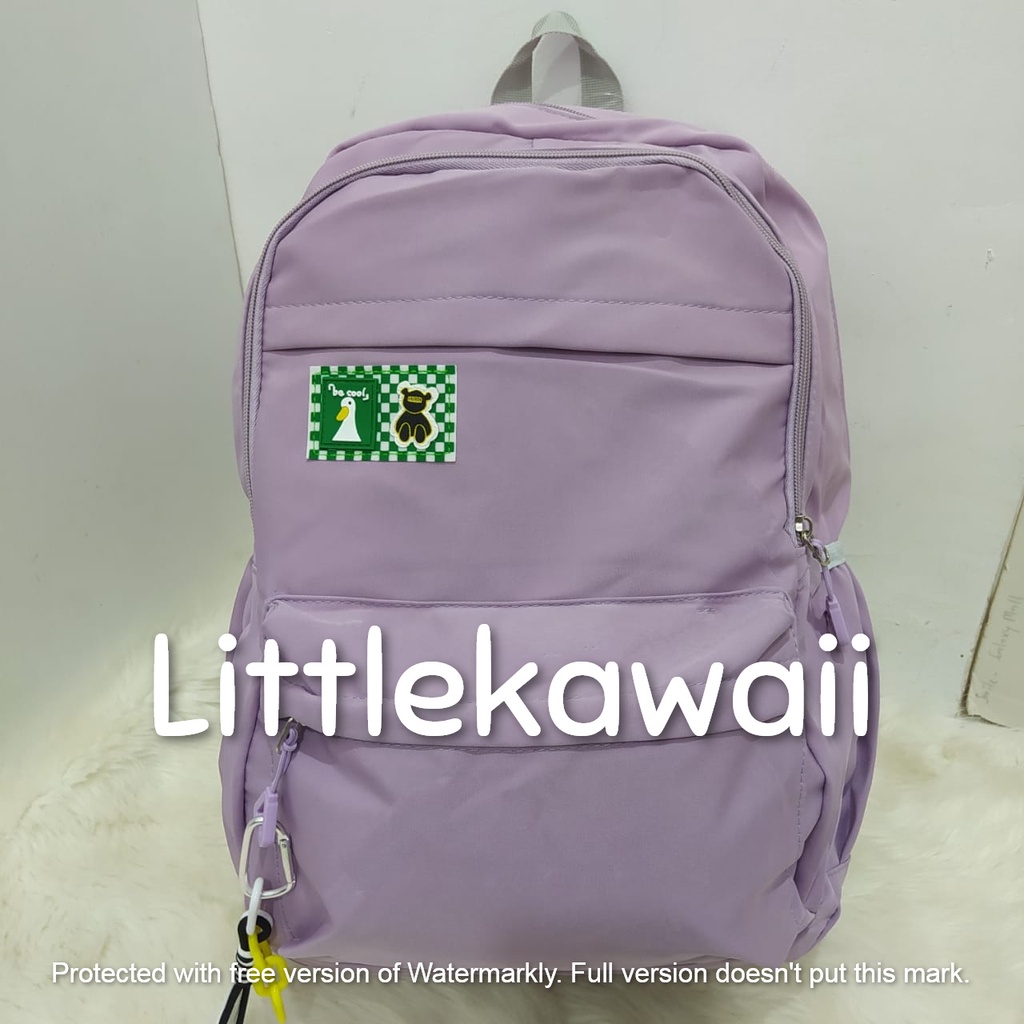 LK/Tas Ransel Laptop Backpack Parasut Sekolah Fashion Anak Remaja Be Cool Gantungan Import