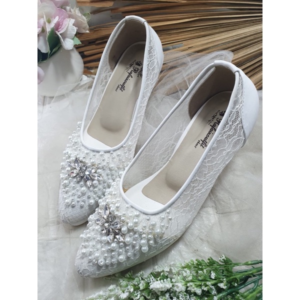 sepatu wedding noviara putih tinggi 7cm lancip