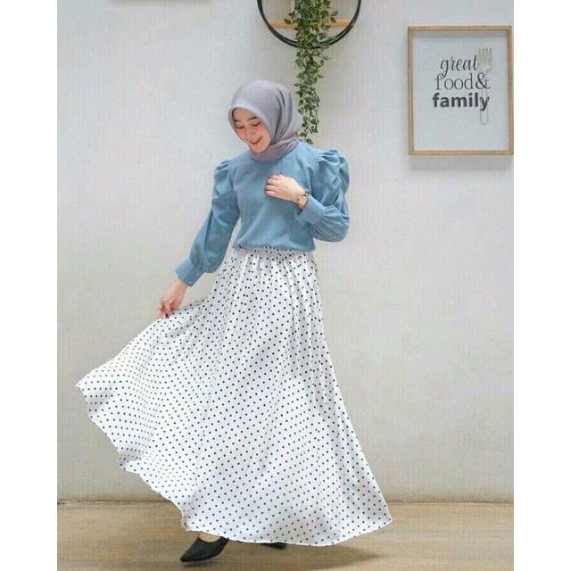 ROK PLISKET POLKADOT PREMIUM LIPATAN BESAR