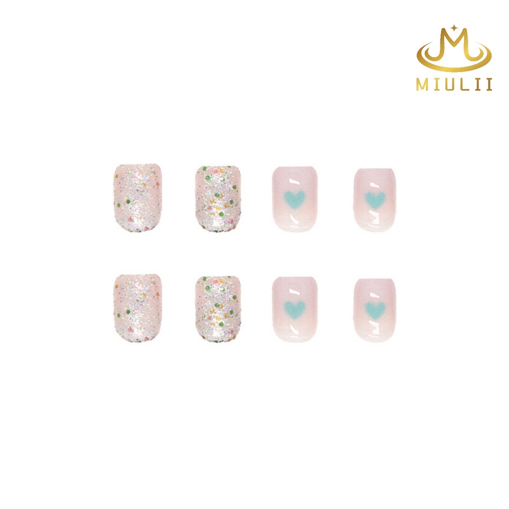 MIULII / KUKU PALSU  A0461  / 24PCS / 3D / NAIL ART / PREMIUM / CUTE / BIRU / FREE LEM JELLY / KUTEK