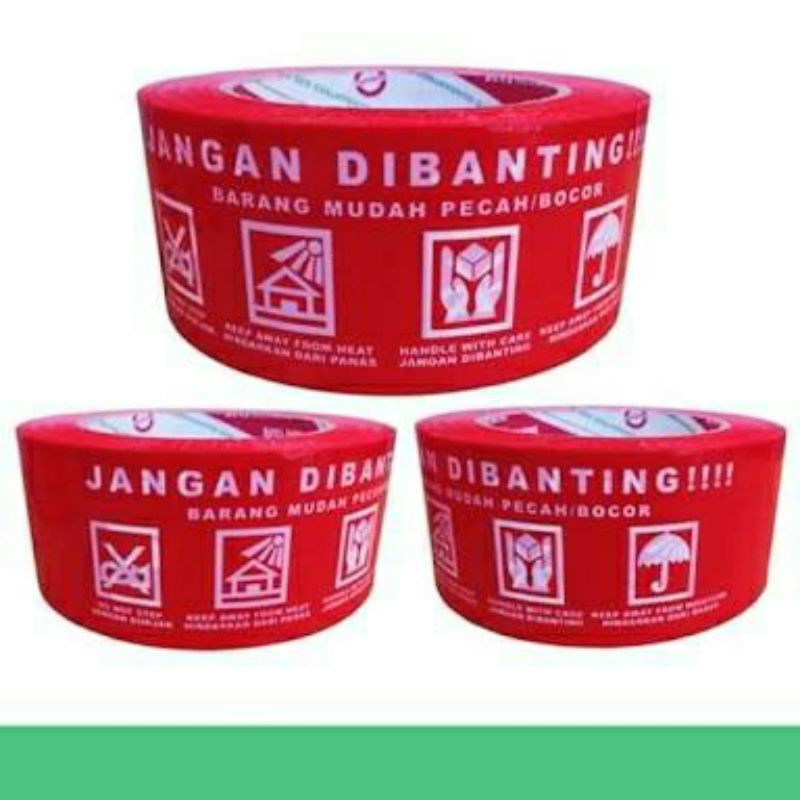 Lakban Fragile Jangan Dibanting Merah 100meter 2inchi