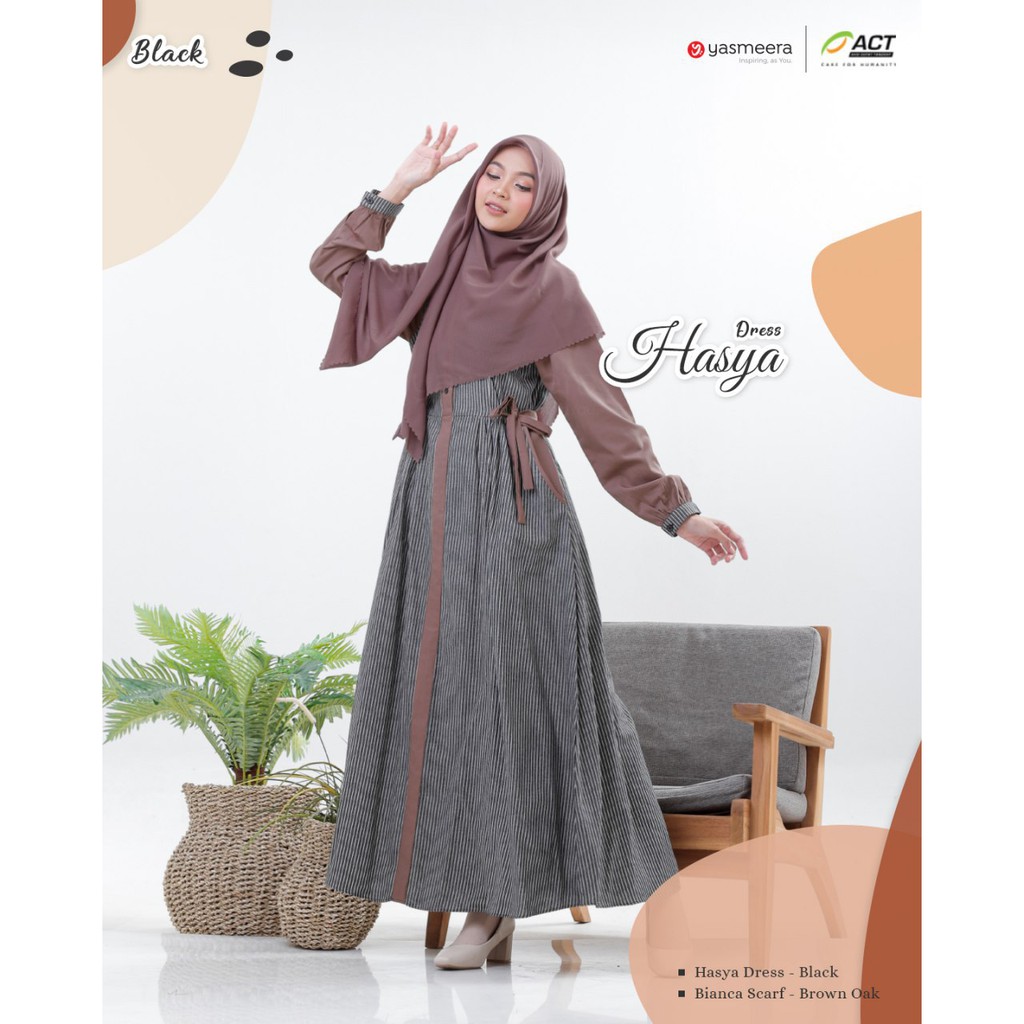 GAMIS HASYA DRESS BY YASMEERA/KATUN TWILL KOMBINASI TOYOBO