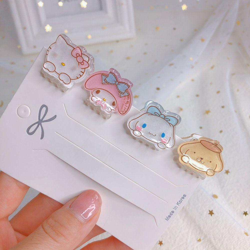 Agustina Women Hair Claws Aksesoris Rambut Manis Kuromi Kitty Cat Cinnamoroll Akrilik Kecil Ponytail Holder