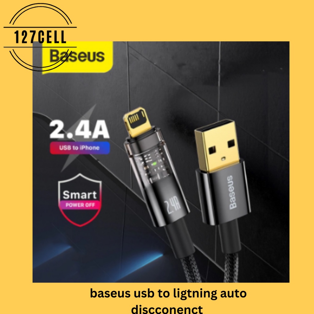 KABEL DATA FAST CHARGING AUTO OFF DISCONNECT USB TO LIGHTNING CABLE 2.4A CHARGER BASEUS