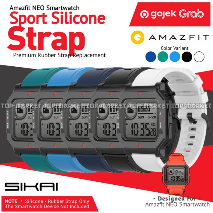 SIKAI Silikon Strap for Amazfit NEO (Tali Jam Silicon Rubber Silicone) - BLACK