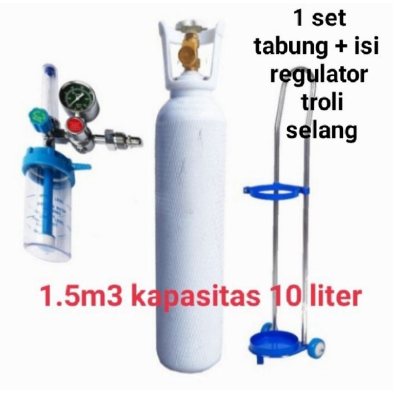 New Tabung O2 1.5m3 Lengkap Tabung Oxygen 1.5m3