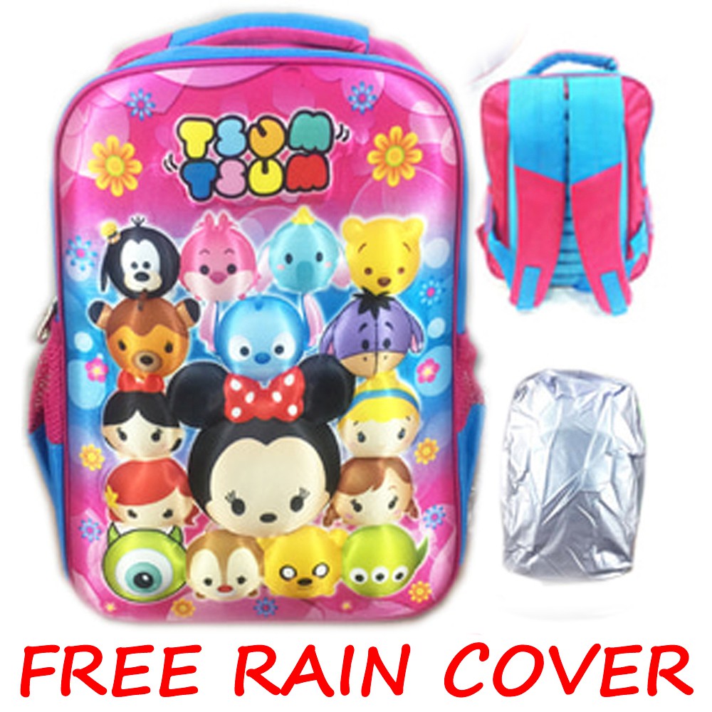 FREE ONGKIR + RAINCOVER Tas Ransel Sekolah SD embos tsvm 3D Timbul Hard Cover