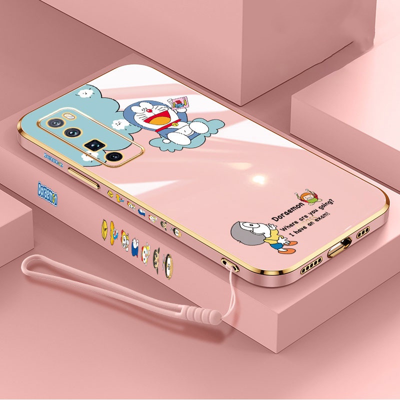 Doraemon plating Soft Case For VIVO Y20i Y12S Y11 Y19 S1 PRO Y50 Y30 Y93 Y91C Y12 Y15 Y17 Y20S Y20 Y30i Luxury Cartoon Silicone TPU Phone Case