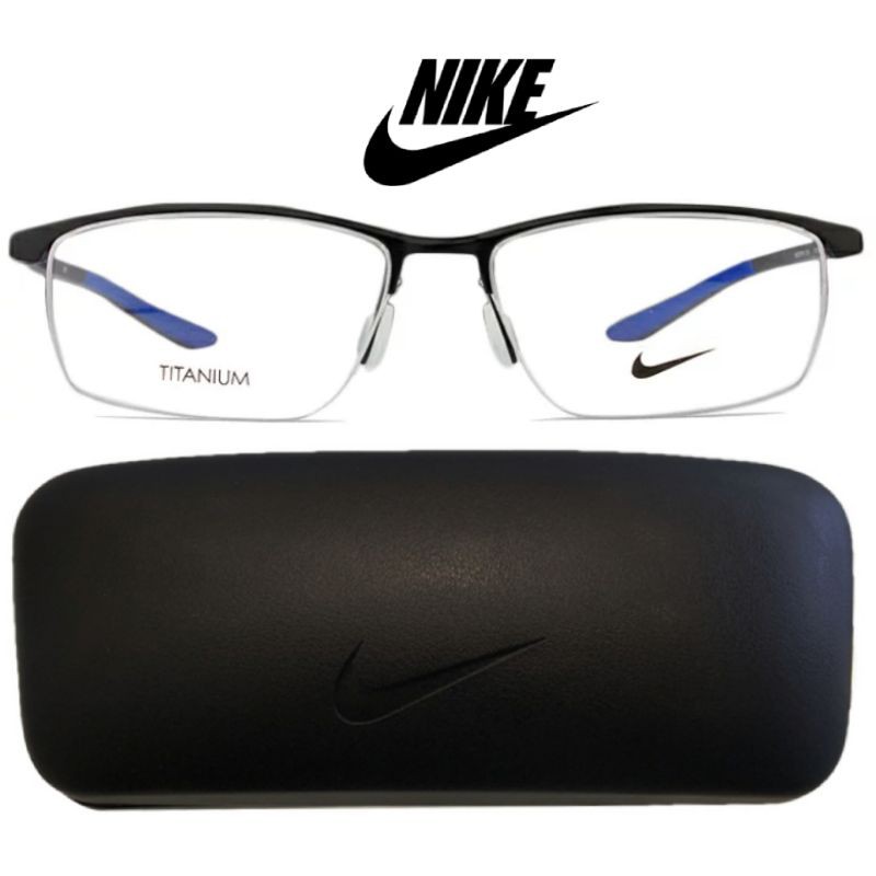 Kacamata Frame Pria Original Nike NK6077AF-003 Titanium Half Black