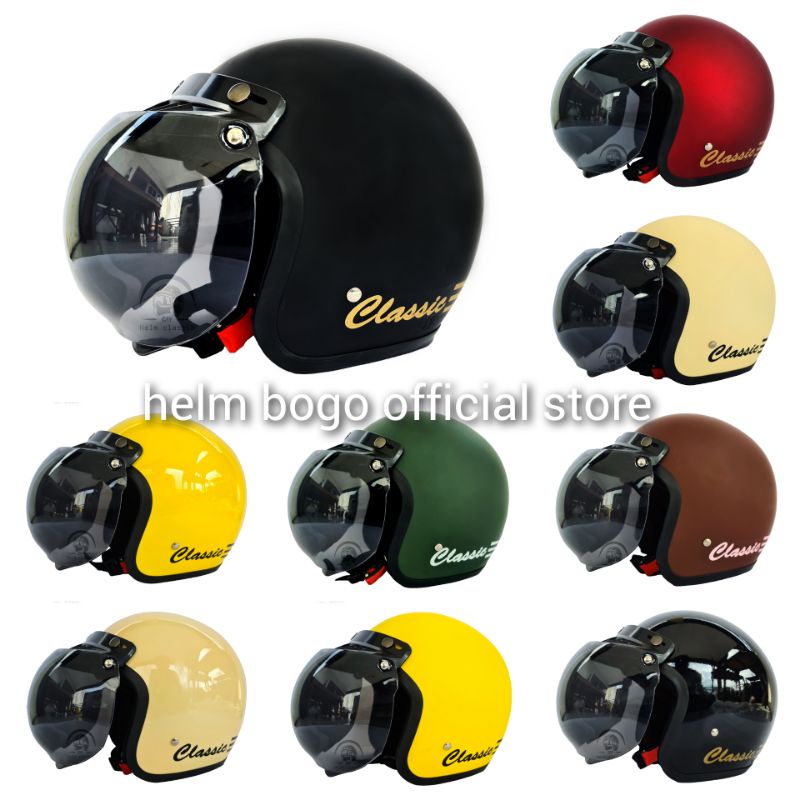 helm bogo bay garis kaca cembung