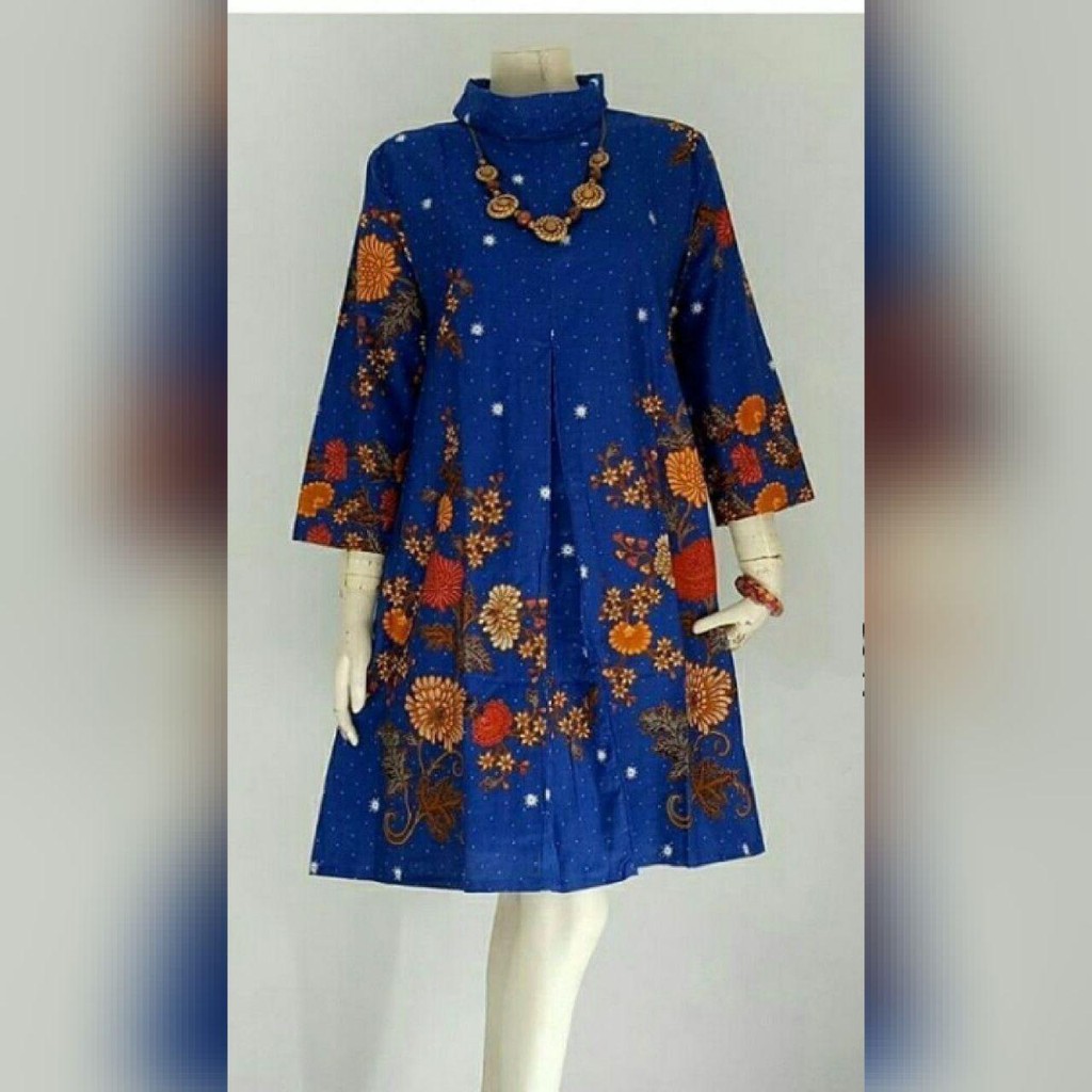 Tunik Batik Shibori Rasty Motiv Bunga Bahan Katun Primisima Unggul Jaya Ukuran All Size Ld 105 Cm