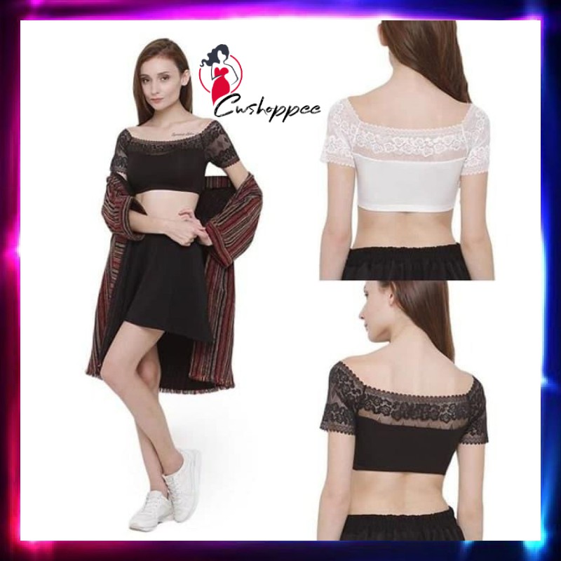 SABRINA CROP SABRINA KERUT SABRINA LACE Crop Top Bralette Bra Kemben Polos Seamless Bikini Sport - H