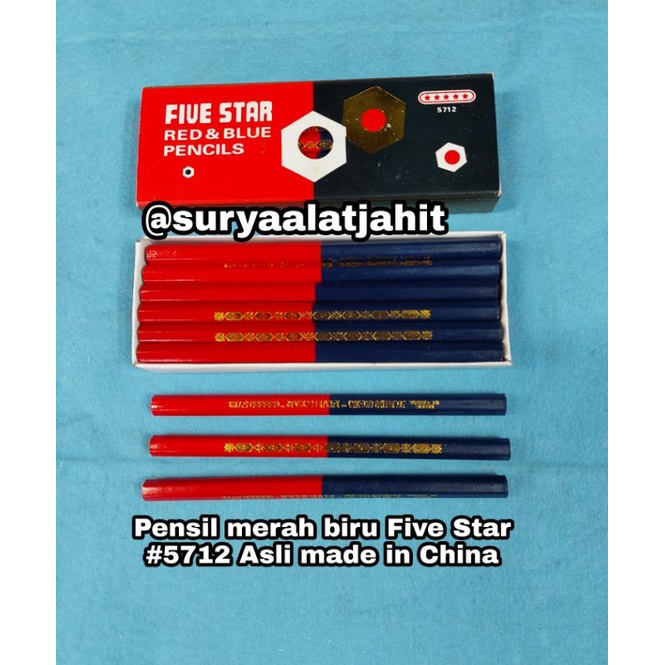 Pensil Merah Biru Five Star #5712 Asli made in China =rp.24.500/1lusin