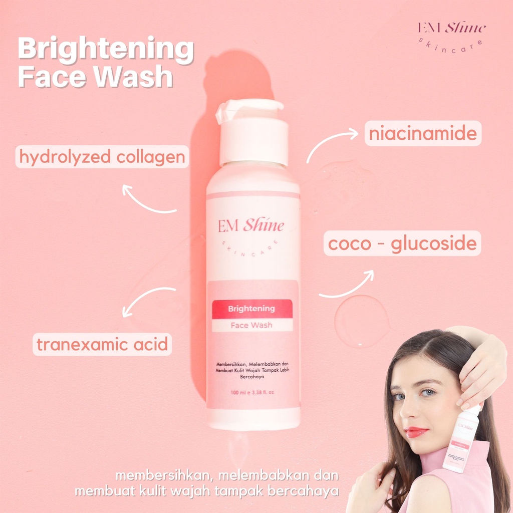 CS1- Em Shine Brightening Paket Wajah 4in1 Free Pouch { BPOM } - Menyerahkan &amp; menyegarkan | Paket glowing