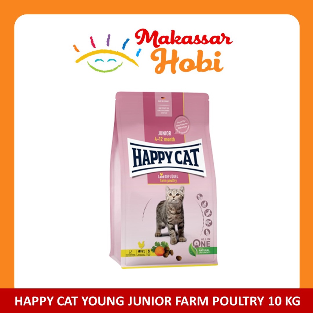 Happy Cat Young Junior Farm Poultry 10kg 10 kg Makanan Anak Kucing Dry