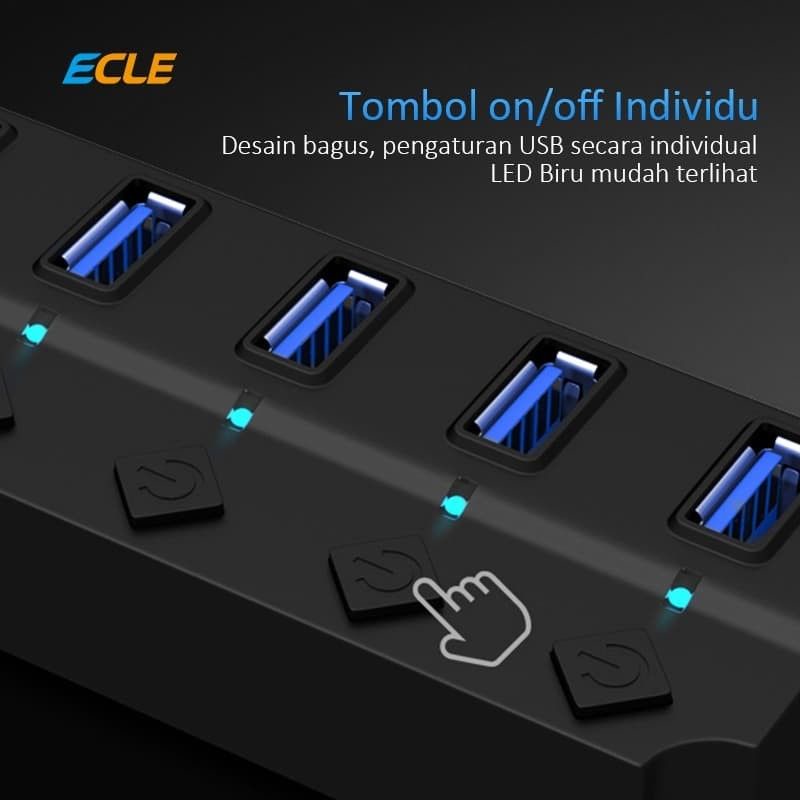ECLE Original USB 4 Port HUB 3.0 untuk Komputer dan Laptop