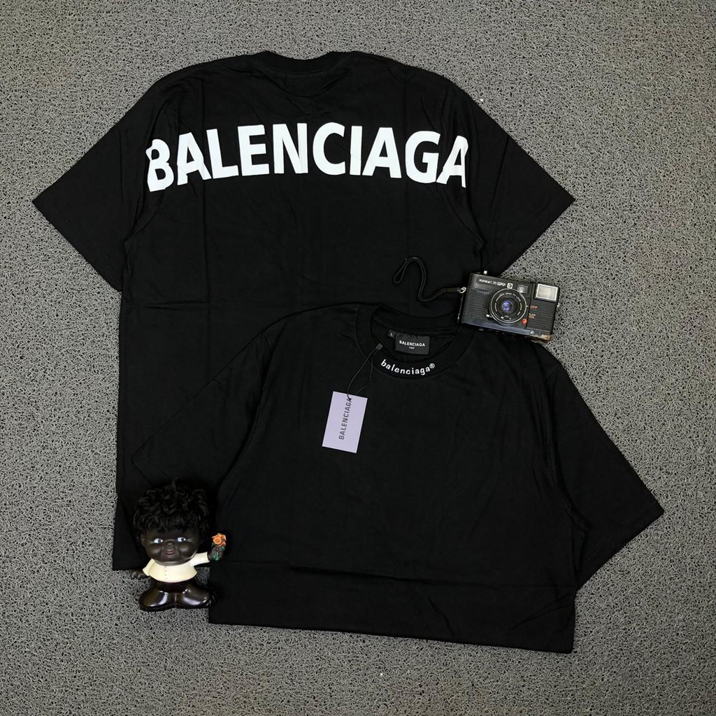 T SHIRT KAOS BALENCIAGA BACK FONT LOGO HITAM AUTHENTIC PREMIUM BESTSELLER